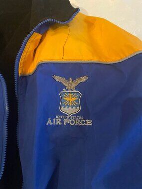 US Air Force Cheneral Jacket blue & yellow- Size 2XL XXL  zip up